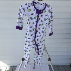 Baby Bliss Mardi Gras Long Pants Onsie, 2T